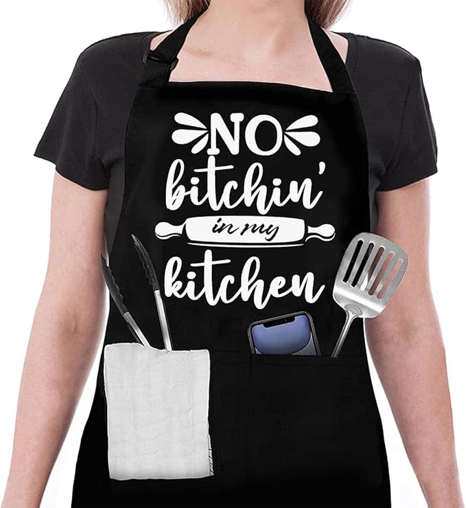 Funny apron for men Adjustable Waterproof with Pockets for Cooking Baking BBQ Gift Apron for Day, Birthday Gifts
