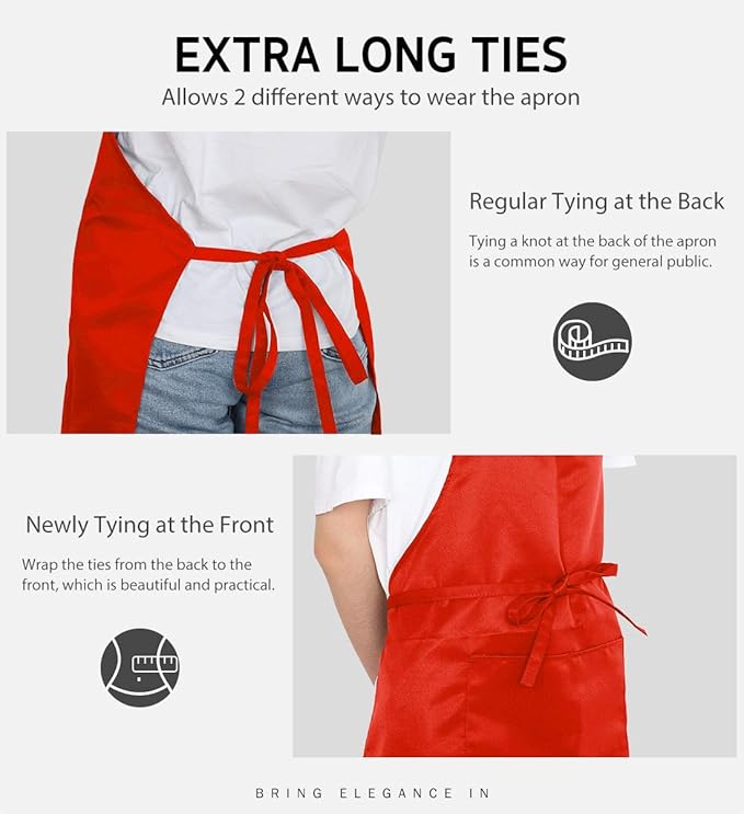 Syntus Apron for Men Women, Adjustable Cooking Kitchen Chef Aprons with 2 Pockets, Cotton/Polycotton/Polyester