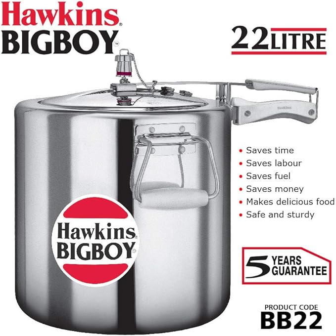 Hawkins Bigboy Aluminum Pressure Cooker, 22 Litres