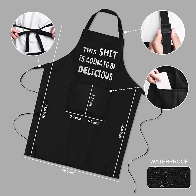 LYLPYHDP Aprons for Men - Funny Mens Apron for Kitchen, Cooking, BBQ & Baking - Perfect for Gifts, Father's Day