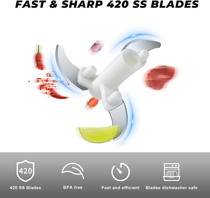 Manual Vegetable Chopper Hand String Garlic Mincer Onion Cutter Manual Food Processor for Ginger, Chili, Fruit, Meat, Nuts Food Chopper 550ml