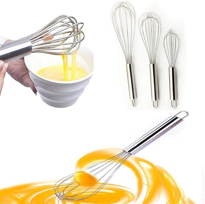 8 inch stainless steel whisk -professional egg beater - kitchen tools - dishwasher usable - suitable for baking, whipping cream, mixing dough, and cocktail making