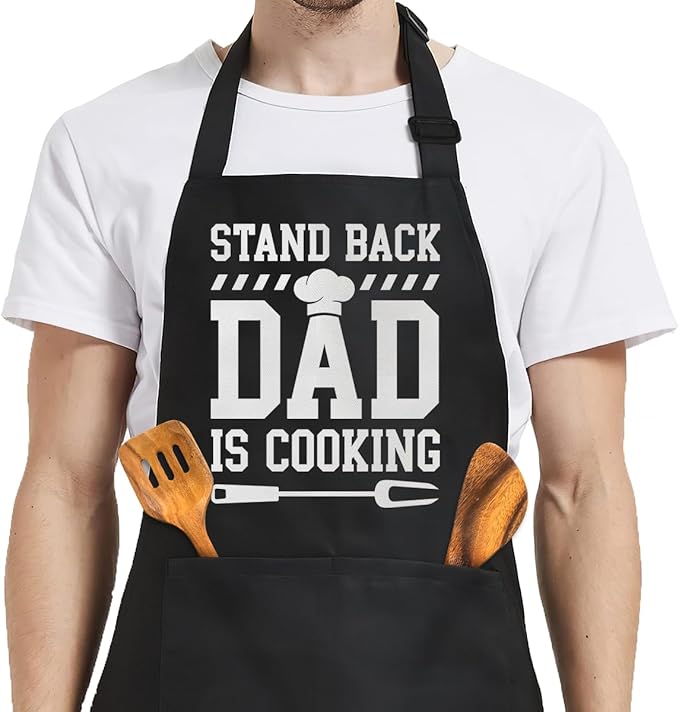 SANDJEST Funny Apron for Dad - Birthday Father’s Day Cooking Grilling Gifts for Mens
