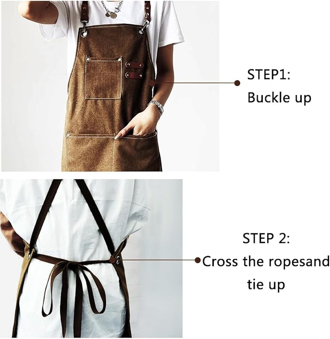 Aprons For Women Men With Pockets 2 Pcs,Kitchen Waterproof Hair Stylist Linen Bbq Tool Canvas For Adults Apron
