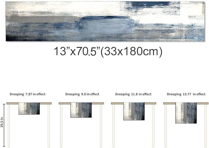 White Gray Table Runners Modern Art Farmhouse Linen Table Runners Dresser Scarves Retro Rustic Style for Party Kitchen Dining Table Coffee Holiday Party Decor (White Gray, 13"x 71")