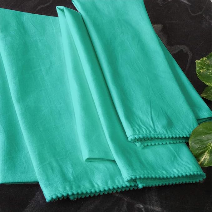 TARAN LIVING Kitchen Towels with Hanging Loop, 100% Cotton Solid Kitchen Dish Cloths, Valentine Decor Kitchen Hand Towel Reusuable Dish Towel for Cleaning, Drying, 18"x 28", Pack of 6 Teal
