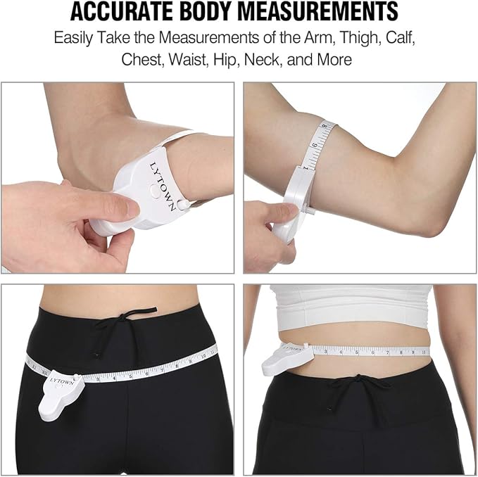 2PCS Body Tape Measure 60inch (150cm), Automatic Telescopic Tape Measure for Body Measurement & Weight Loss, Accurate for Tailor, Sewing, Fitness, Handcrafts, Clothes