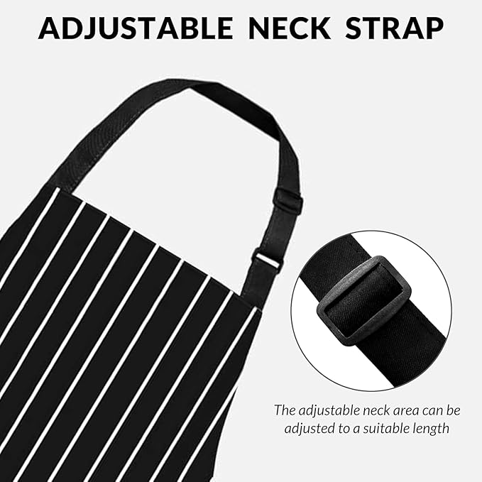 2Pack Adjustable Kitchen Apron for Women Men with 2 Pockets，Cotton-Polyester Blend Bib Aprons for Cooking,Baking