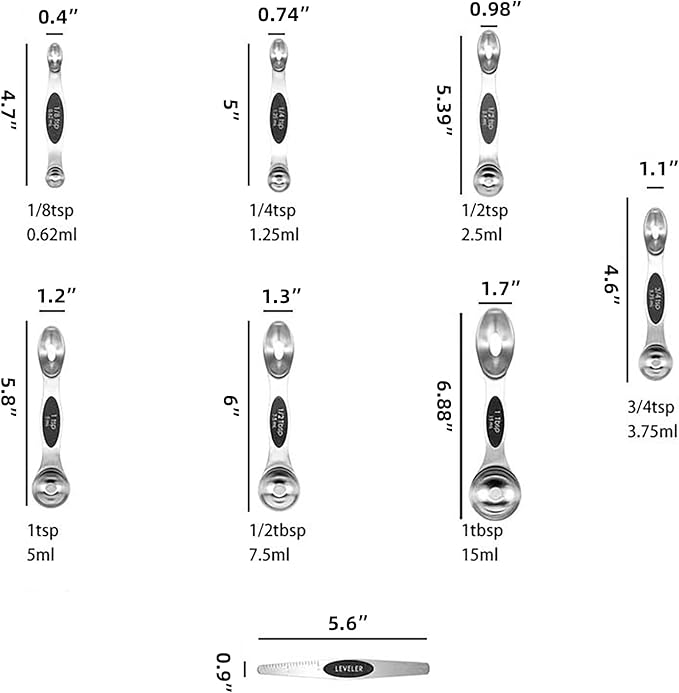 Magnetic Stainless Steel Measuring Cups & Spoons Set –(4+8)-Piece Stackable Set with Engraved Measurements – Dishwasher Safe Baking Essentials-(4Solid+8Rainbow)