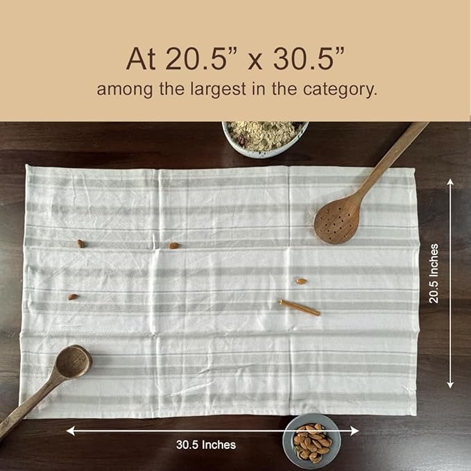 THE COVERS Premium 100% Cotton Kitchen Towels in Muted Whisper Grey Colors | Set of 6 Lavishly Large Towels (20.5”x30.5”) | Handy Hanging Loop for Drying | Arrives Gift-Ready, with a Signature Tote