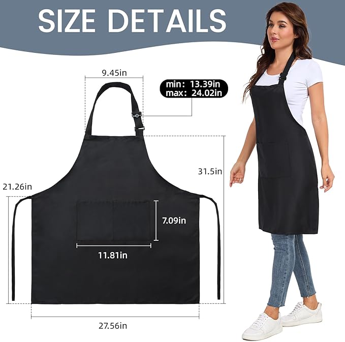 2 Pack adjustable apron with 2 pockets for men and women, waterproof and oil Resistant