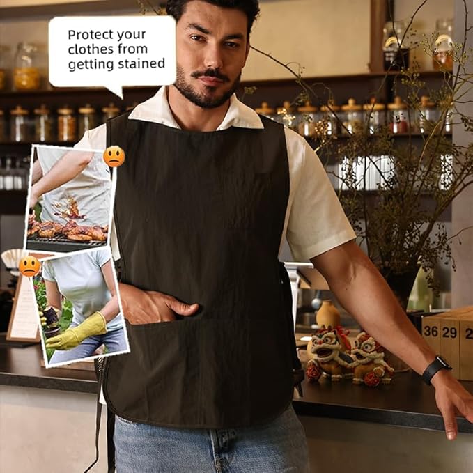 Chef Apron-Cross Back Apron for Men Women with Adjustable Straps and Large Pockets,Canvas