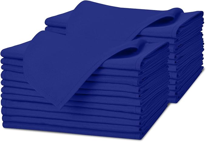 Avalon Kitchen Royal Blue Cloth Napkins Bulk (Pack of 24) - 100% Polyester Dinner Linen Napkins Cloth Washable & Reusable - Durable with Hemmed Edges - Ideal for Parties and Weddings (17x17 Inches)