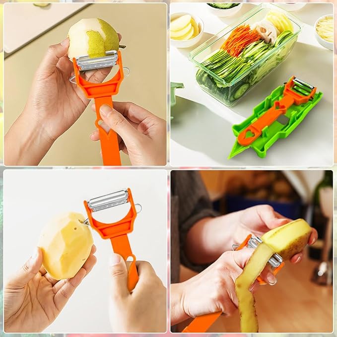 Multifunctional Kitchenware Set, 3-in-1 Peeler Multifunctional Single Blade Peeler, Lemon Squeezer Potato Peeler, Multi Cutter and Julienne Set with Grating Plate Great for Fruit and Vegetable