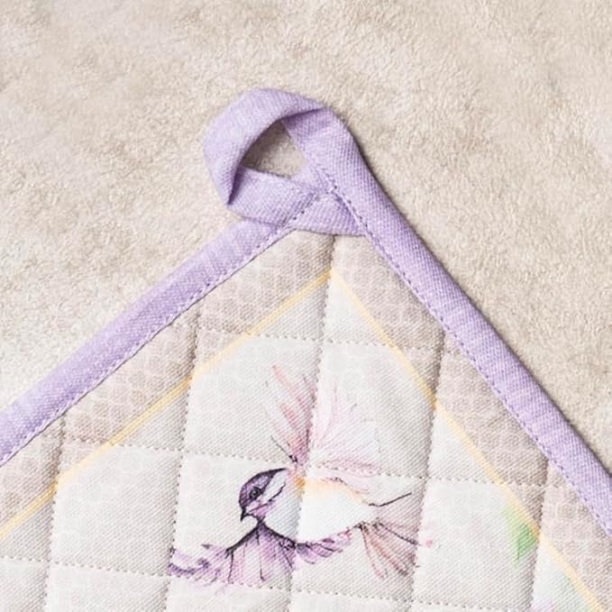 Maison d' Hermine Pot Holders 100% Cotton Heat Resistant Potholders 8" x 8" Hot Pads with Loop Cooking Baking Gifts for Mothers Day Handling Hot Pans Spring/Summer (Pack of 2, Magnolia Mornings)
