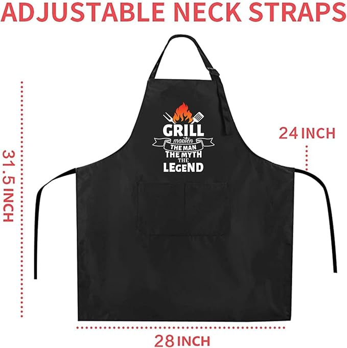 ZOORON Funny Cooking Chef Apron with Pockets BBQ Kitchen Work Aprons Birthday Father’s Day Grilling Gifts for Dad, Husband