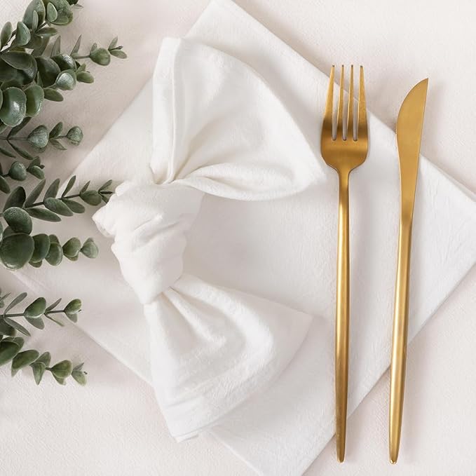 Socomi Cloth Napkins White Ivory Easter Spring Washable Reusable Bulk Linen Cotton Napkins Set of 10 17"x17" for Wedding Party Bridal Baby Shower Birthday Dining Table Decorations