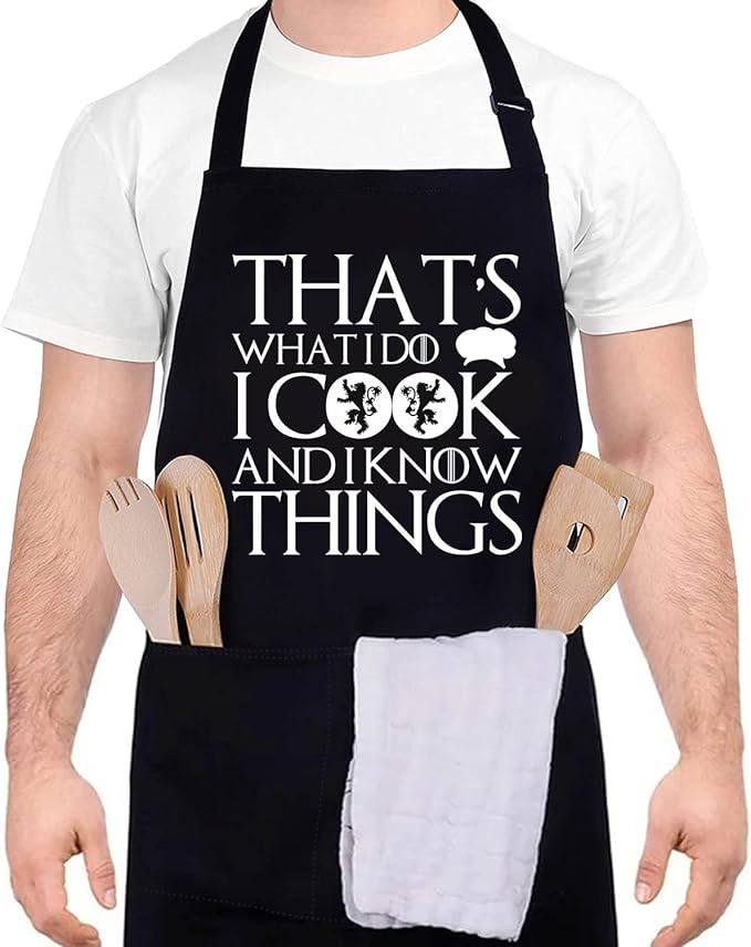 Funny apron for men Adjustable Waterproof with Pockets for Cooking Baking BBQ Gift Apron for Day, Birthday Gifts