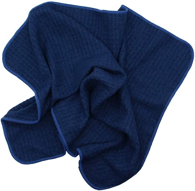 Waffle Weave Kitchen Towels - Thick Microfiber Absorbent Tea & Dish Drying Towels - Lint Free - 16Inch x 24Inch - 3 Pack Navy Blue