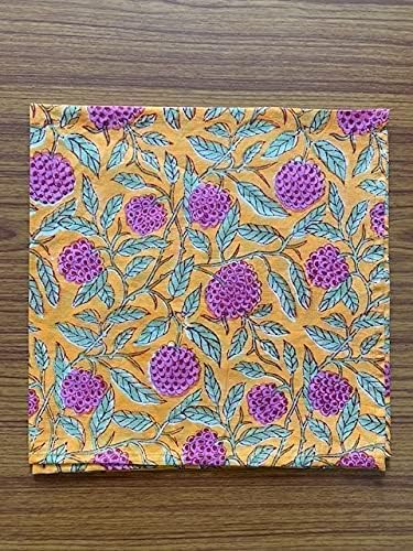 Ridhi Napkin, Kitchen Towels, Table Decor, Table Linen, Cotton Napkins, Cloth Napkins, Set of 4, Size 50"x 50" inch , Block Print Lunch, Dinner Napkins