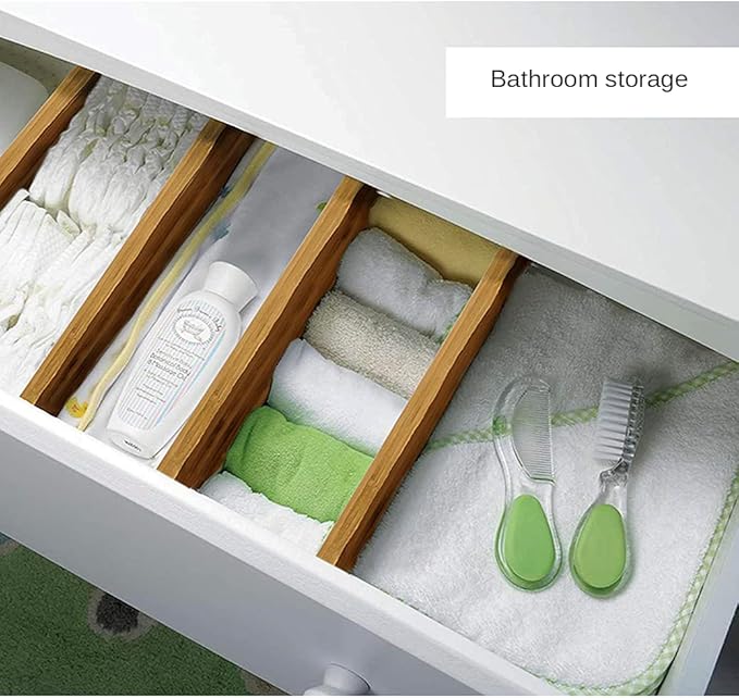 Bamboo Drawer Dividers Set of 4, Adjustable Drawer Organizers for Kitchen, Bedroom, Bathroom, Dresser & Office (17"-22")