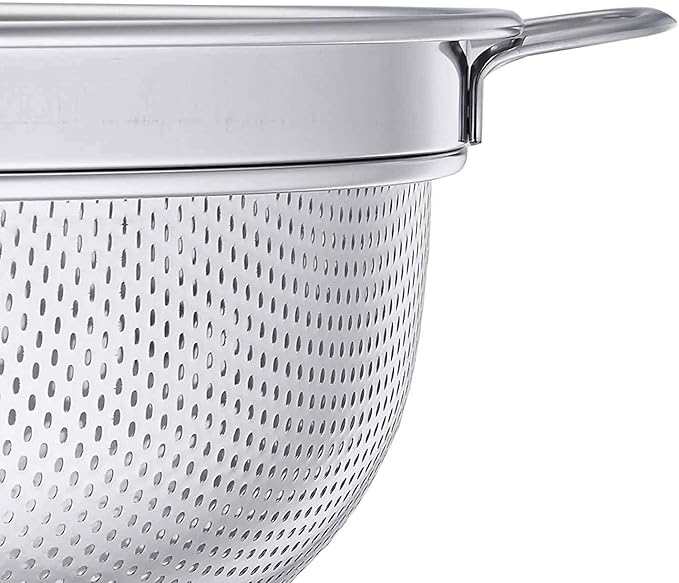 TeamFar Colander, 3qt Colander Strainer Stainless Steel, Solid Handle & Elevation Base, Micro-perforated & Dishwasher Safe