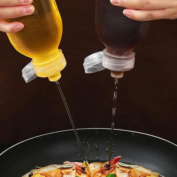 Luxshiny 4pcs Small Oil Dispenser Bottles 300ml Reusable Pp Kitchen Seasoning Holder Olive Oil Vinegar Spray Bottles for Cooking and Salad Dressing