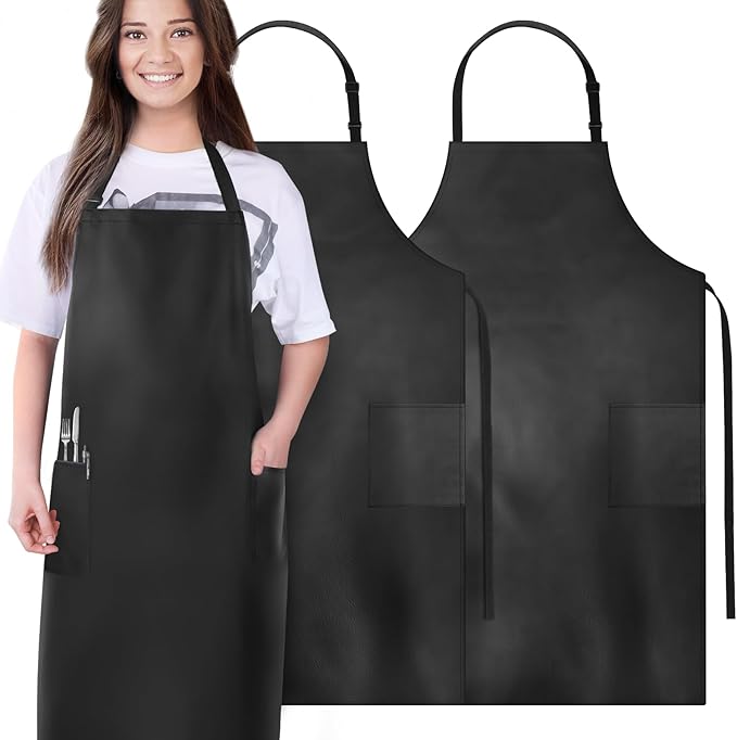 Gotega Waterproof Rubber Vinyl Apron Adjustable Dishwasher Apron - Apron for Women Men Heavy Duty Work Apron