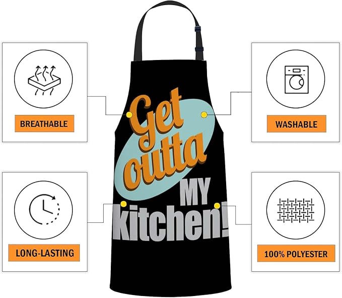 oFloral Get Outta My Kitchenl Apron,Adjustable Neck Bib Apron for Men Women,Suitable for Kitchen Cooking Waitress Chef Apron
