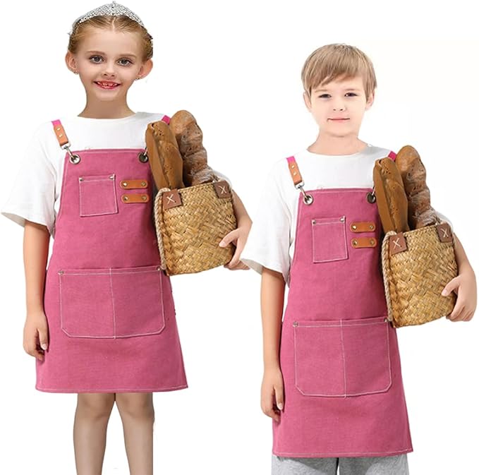 2pcs kids canvas apron for boy and girl cooking painting kitchen working tool kids apron