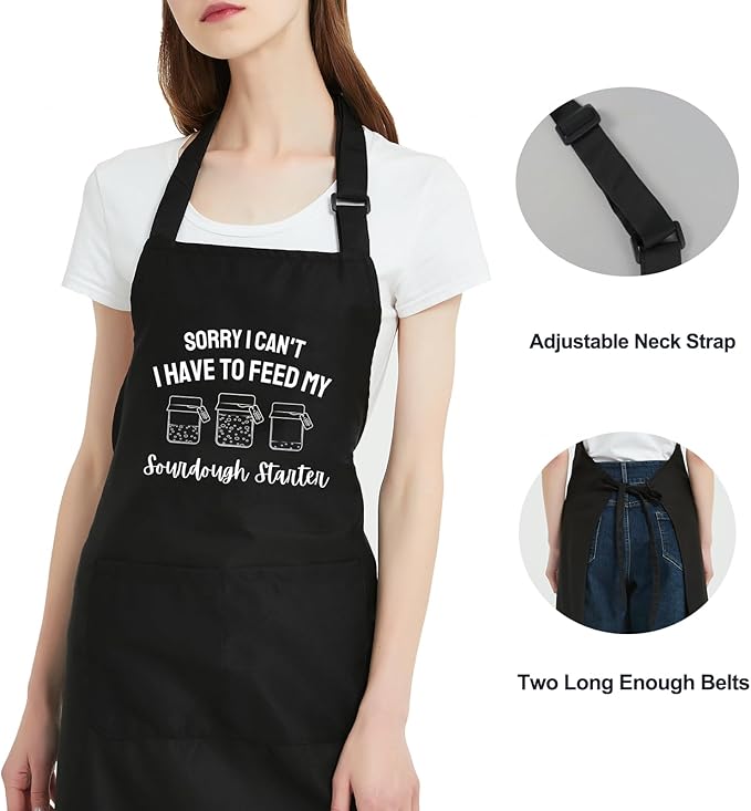 Funny Waterdrop Resistant Aprons for Women with 2 Pockets, Adjustable Bib Chef Kitchen Apron for Cooking Baking