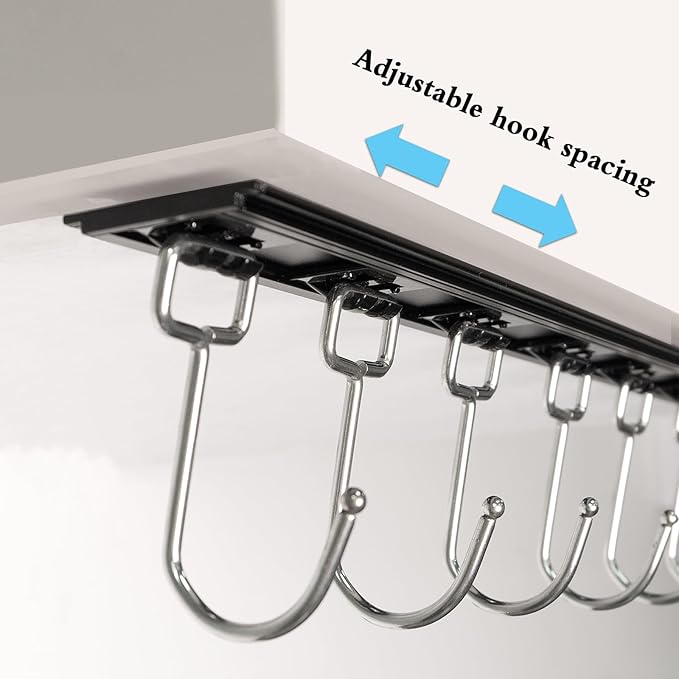Cociat 2PCS Utensil Racks with 8 Hooks 17 Inch Kitchen Utensil Holders Hanging Utensil Rack Multifunctional (17 inch)