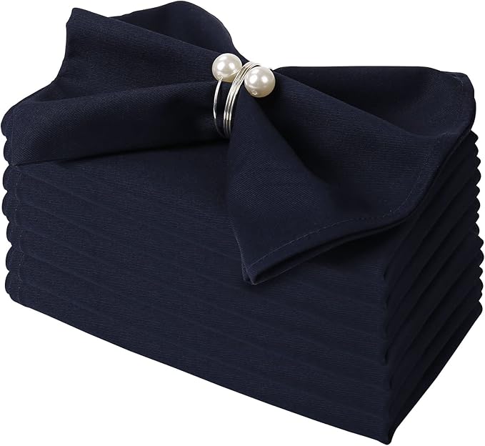 Cloth Napkins Set of 6, 18 x 18 Inches Cotton Washable Table Napkins Reusable Navy Blue Dinner Cloth Napkins for Wedding, Parties, Thanksgiving, Christmas, Kitchen Dining (Navy Blue)