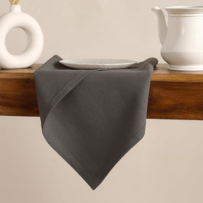 Cloth Napkins Set of 12 Solid Dinner Napkins 18x18 Inch, 100% Cotton, Soft Absorbent Reusable Washable Durable Napkin, Decorations, Restaurant, Wedding & Table Décor - Steel Grey