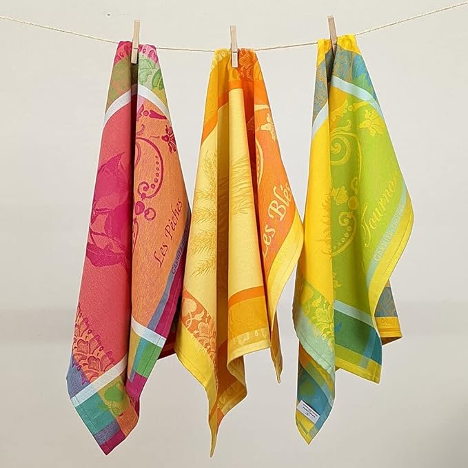 Garnier Thiebaut Les Bles Safran (Saffron Wheat) French Kitchen Towel 22"x30", Cotton, Jacquard