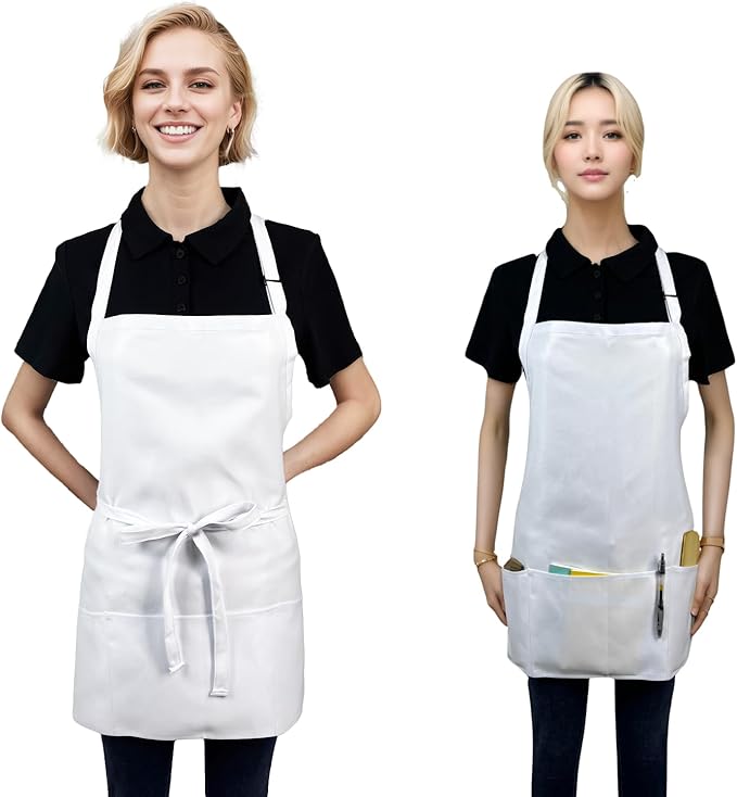 Short Aprons for Women with 3 Pockets，Waterproof Chef Apron for Cooking, Men Kitchen Apron for Grilling Bbq