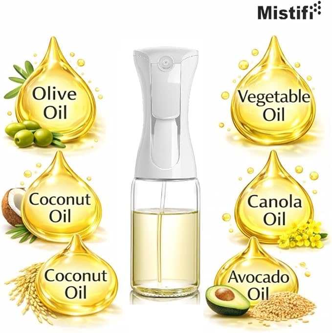 Mistifi oil spray Premium 150ml Glass. Fine Mist Spray Bottle for Air Fryer, Olive Oil, Healthy Nonstick Frying, Commercial & Home Kitchen Use (150ml Glass bottle 886)