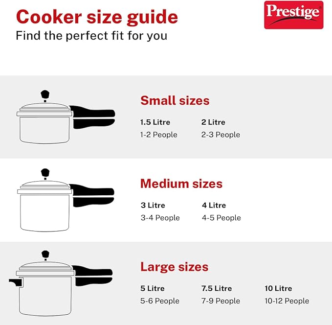 Prestige Popular Aluminum Pressure Cooker, 5 L, Silver