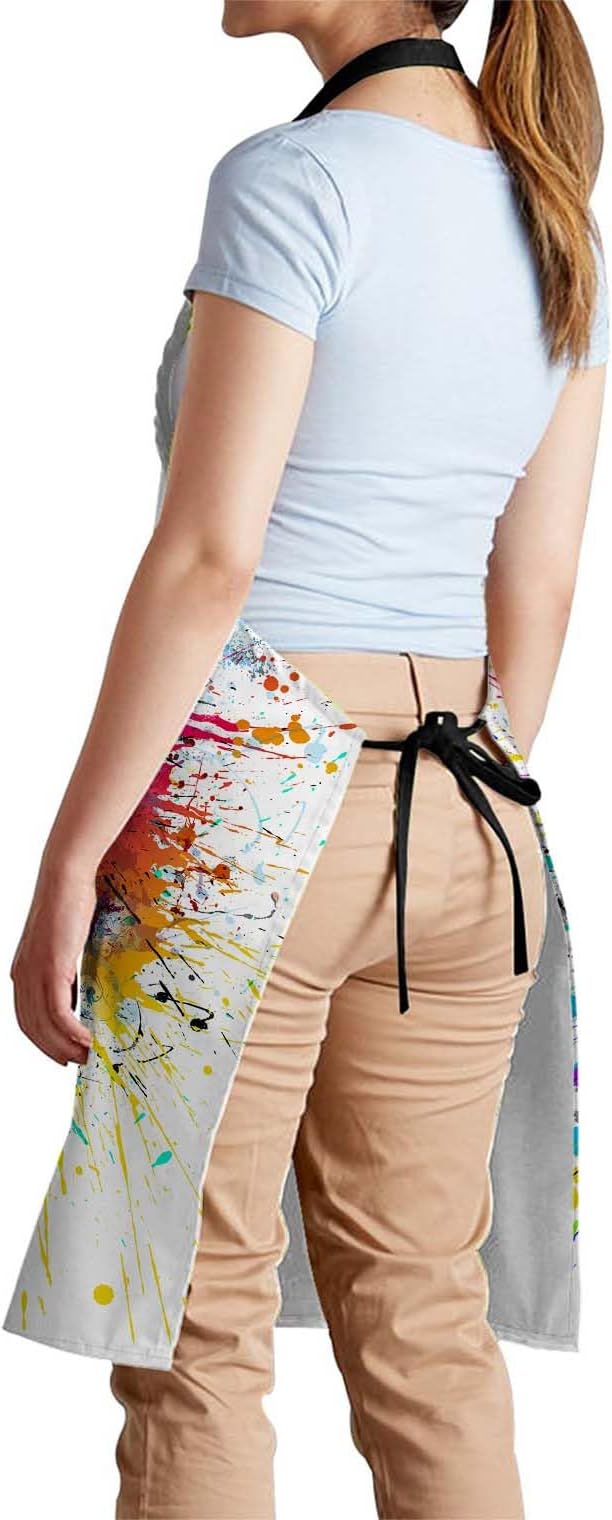 oFloral Skull Colorful Splash Apron Chefs Apron, Cooking and Baking Apron for Men and Women, Kitchen Aprons, Butchers Apron, BBQ & Catering Bibs