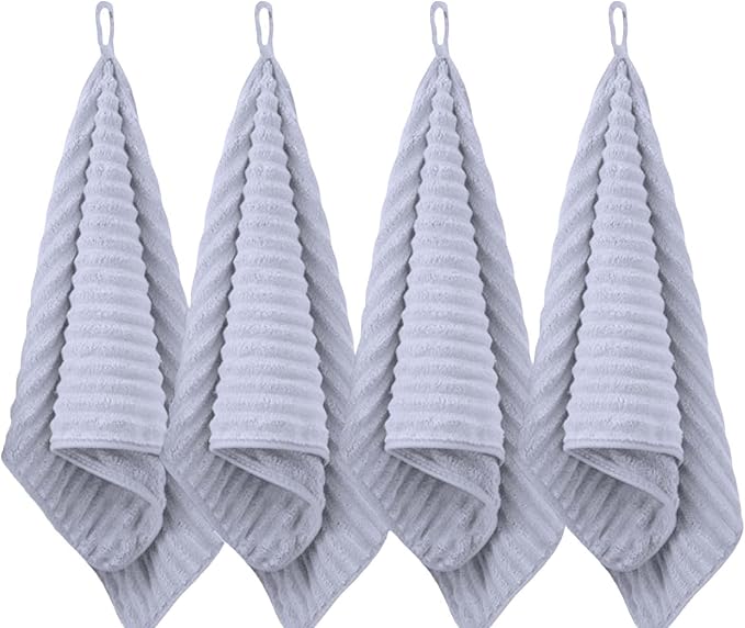 4PCS Gray Microfiber Hand Towels for Bathroom Christmas Decorations Quick Dry Small Towel Set for Bathroom Kitchen 14 x29.6inch