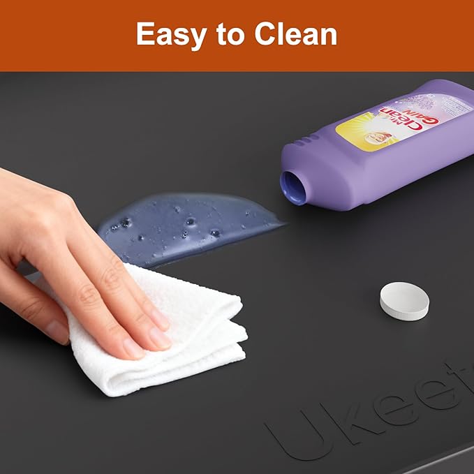 ukeetap Extra Thick Silicone Mat Waterproof with Raised Edge 34" x 22", Under Sink Mat for Kitchen & Bathroom, Kitchen Cabinet Liner, Multi-Purpose for Storage & Protection, Black