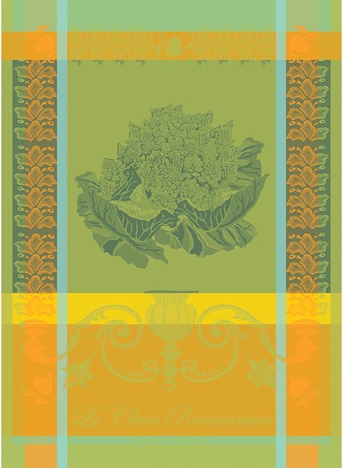 Garnier Thiebaut Le Chou Romanesco Vert (Green Romanesco Broccoli) French Kitchen Towel 22"x30", Cotton, Jacquard