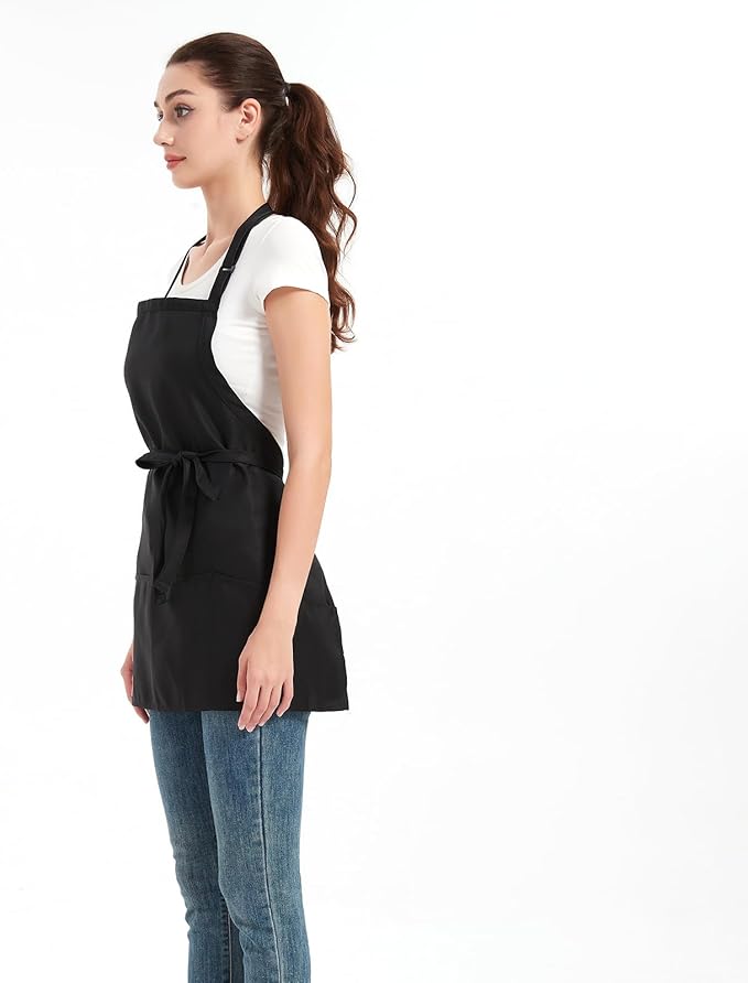 Short Aprons for Women with 3 Pockets，Waterproof Chef Apron for Cooking, Men Kitchen Apron for Grilling Bbq