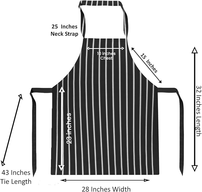 Avalon Kitchen Aprons for Men - 100% Polyester Chef Apron Women with Extra Long Ties - Cooking Aprons for Women & Mens Apron