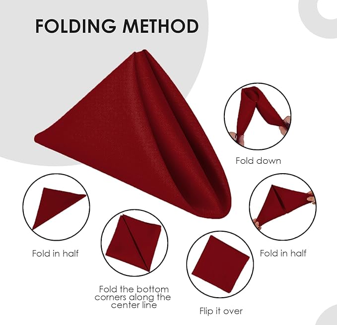 Avalon Kitchen Red Cloth Napkins Bulk (Pack of 24) - 100% Polyester Dinner Linen Napkins Cloth Washable & Reusable - Durable with Hemmed Edges - Ideal for Parties and Weddings (17x17 Inches)
