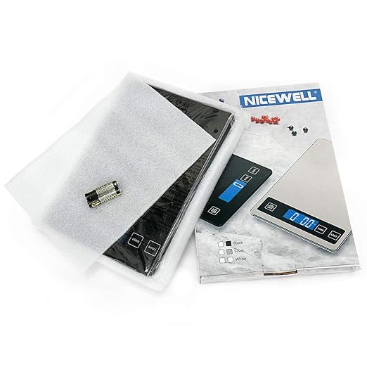 Nicewell Food Scale Digital Weight Grams and oz, 22lb Kitchen Scale for Cooking Baking, 1g/0.1oz Precise Graduation, Sleek Tempered Glass Platform