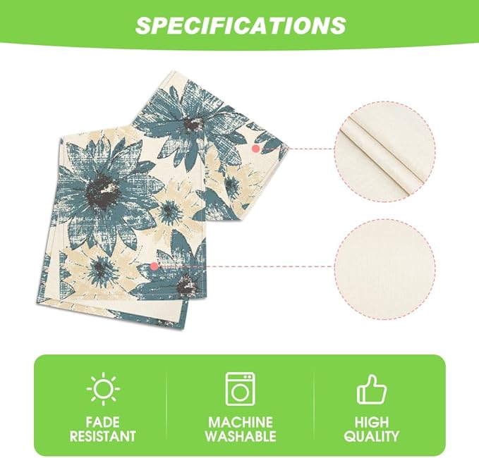 Artoid Mode Blue Retro Daisy Spring Table Runner, Seasonal Vintage Kitchen Dining Table Decoration for Home Party Decor 13x60 Inch