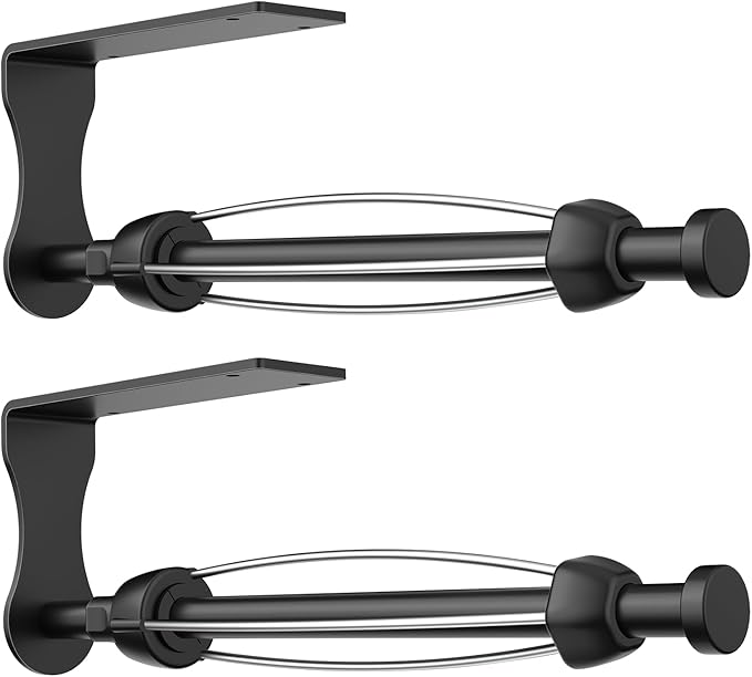 SetSail Paper Towel Holder Under Cabinet Easy Tear Wall Mount Self-Adhesive or Drilled for Kitchen Bathroom Black 2 Packs