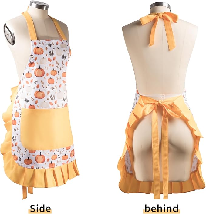 Vintage Floral Apron for Women with Functional Pockets Adjustable Neck Strap for Cooking Baking Mother's Gift