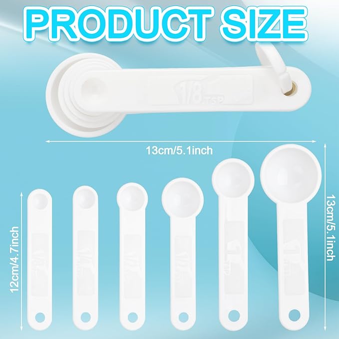 Frienda 20 Pieces White Plastic Measuring Cup Spoons for Kitchen Cooking Baking Dry and Liquid Ingredients